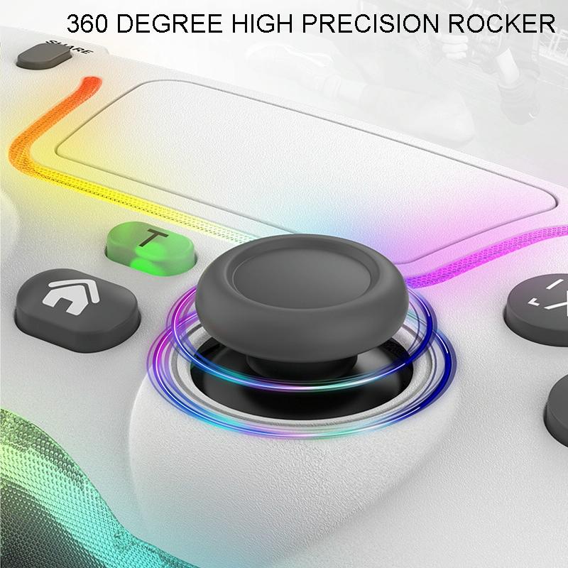 Wireless Bluetooth Grip for Ps4 with Dazzling Colour Light - White