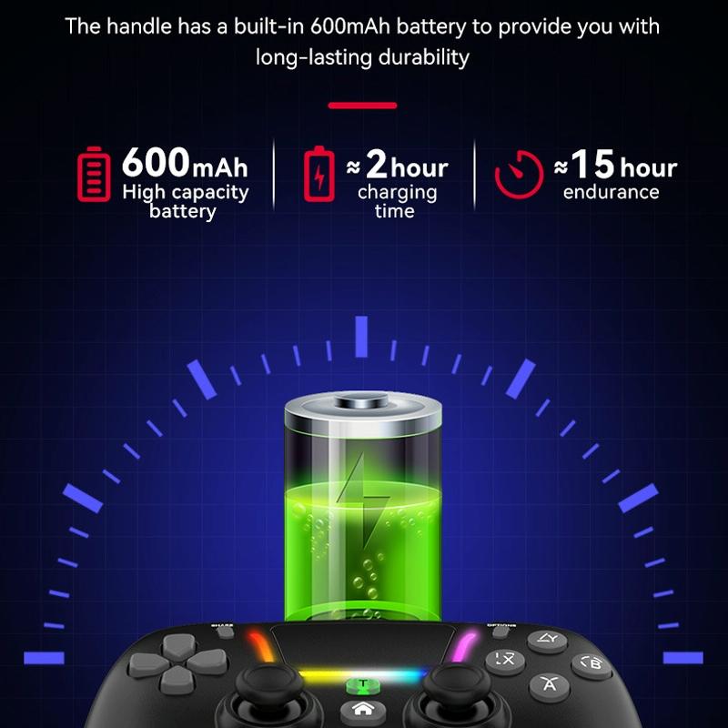 Wireless Bluetooth Grip for Ps4 with Dazzling Colour Light - White