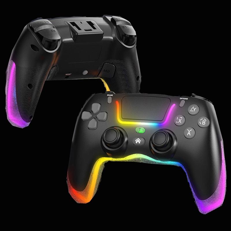 Wireless Bluetooth Grip for Ps4 with Dazzling Colour Light - White