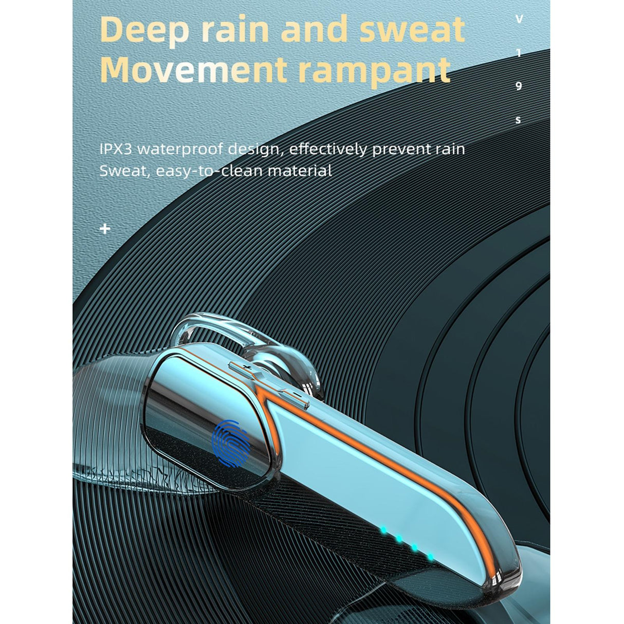 Business Style Bluetooth 5.0 Earphone with Fingerprint Touch - Blue