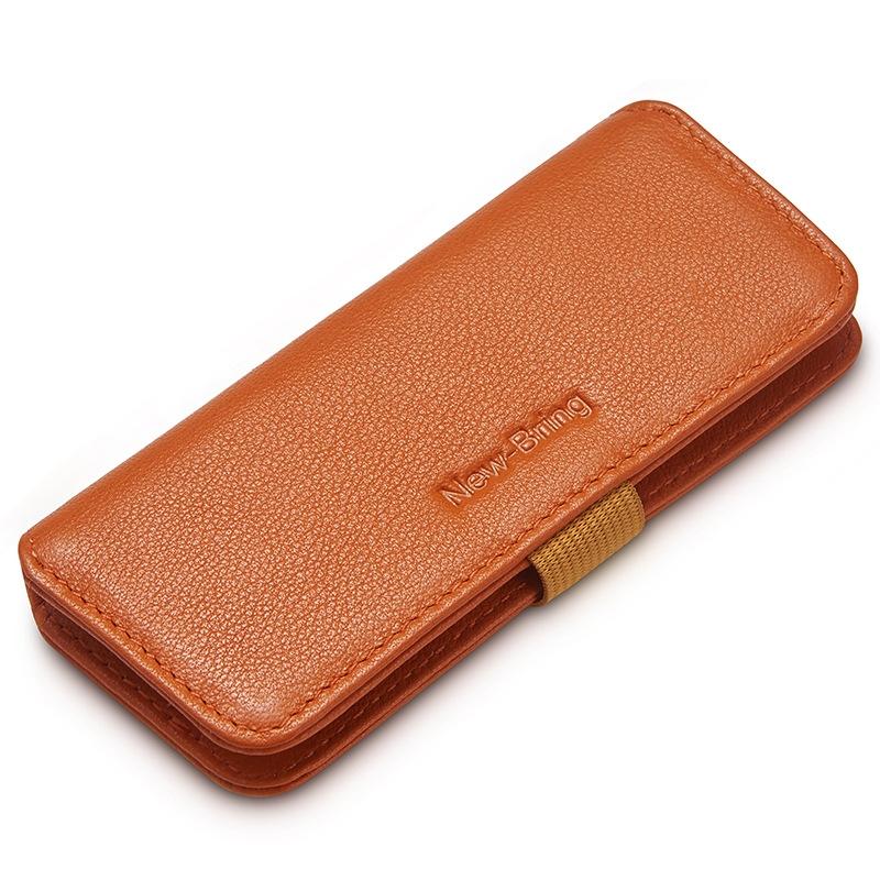 Leather Key Case With Pull Out Coin Purse Compact Key Storage For Men And Women - Orange