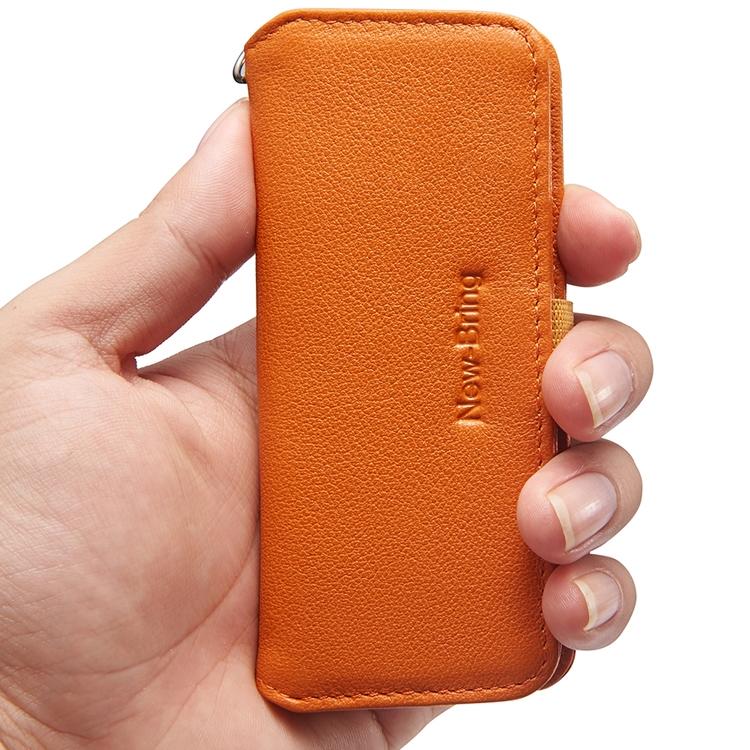 Leather Key Case With Pull Out Coin Purse Compact Key Storage For Men And Women - Orange