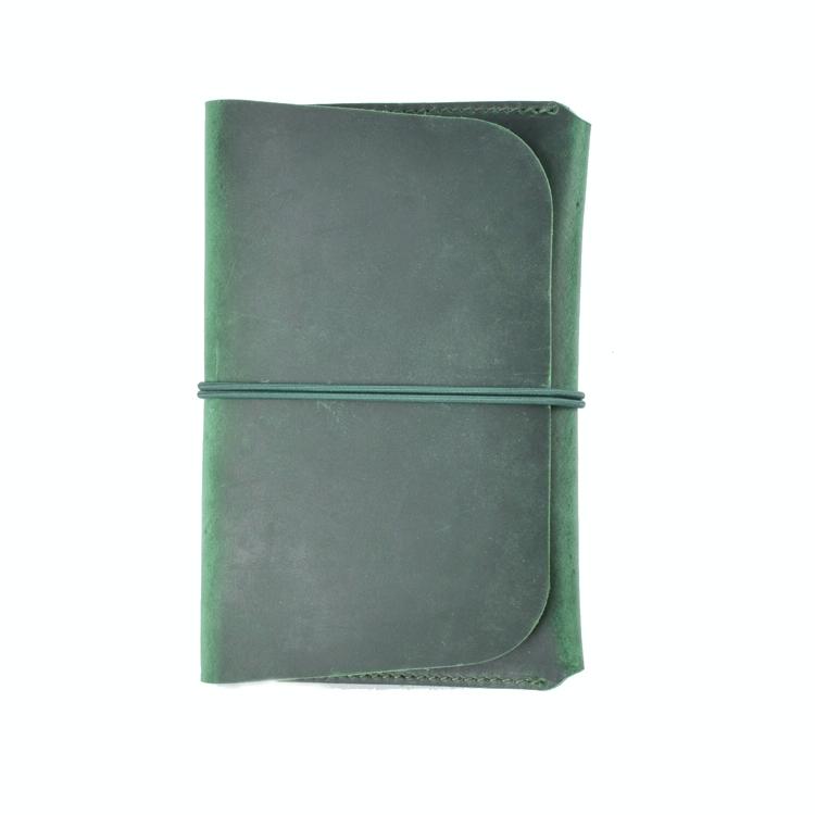Retro Passport Wallet For Travel Crazy Horse Skin - Ink Green
