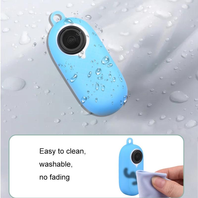 Silicone Camera Case Set with Lanyard for Insta360 Go2 - Blue