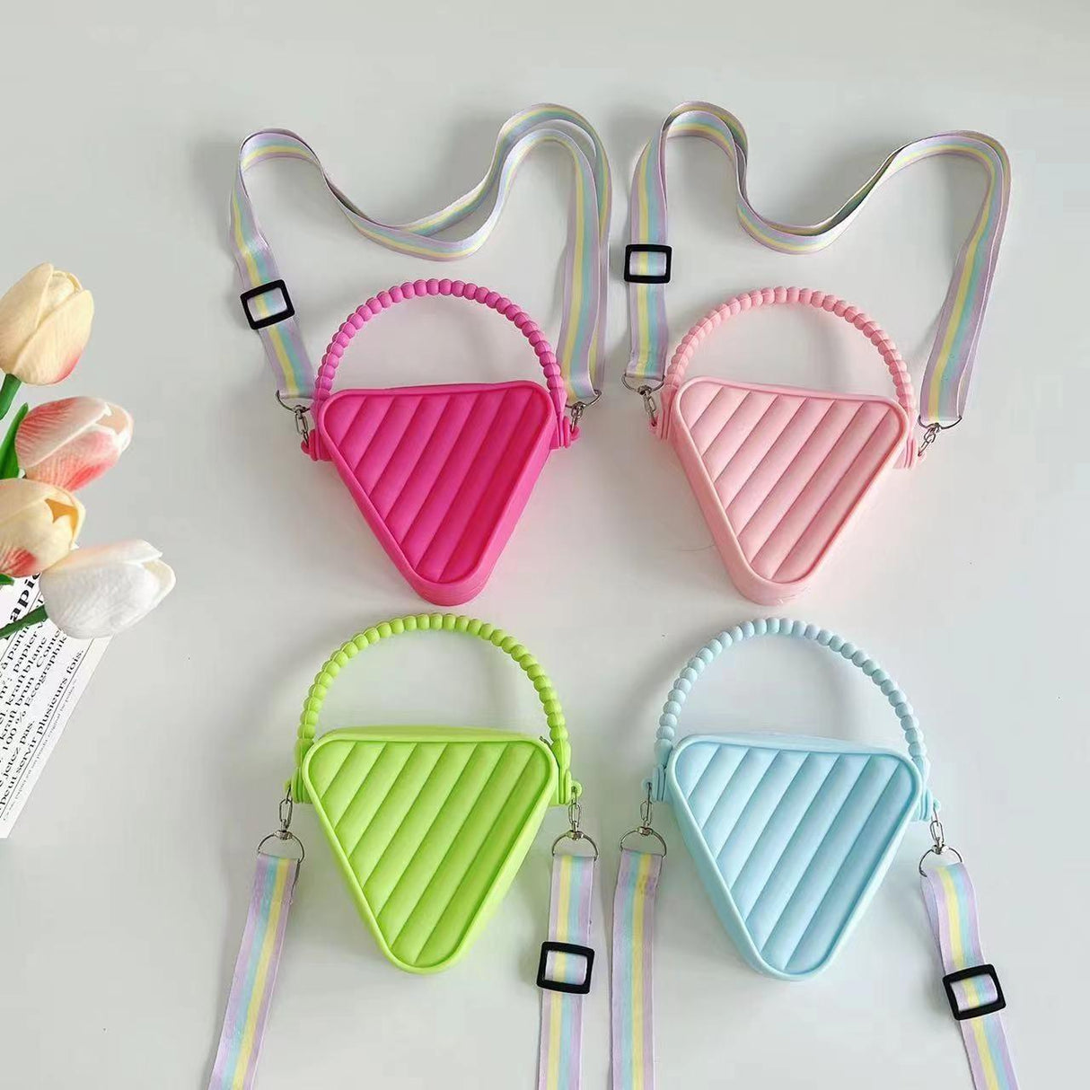 Mini Diamond Shaped Silicone Shoulder Bag - Blue