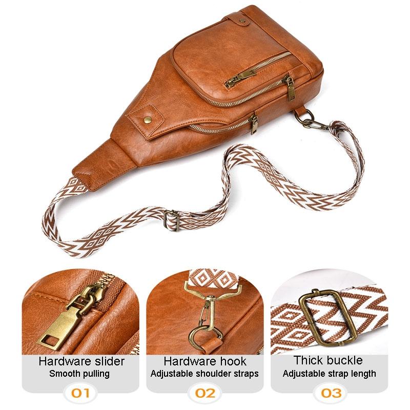 Versatile Single Shoulder Chest Bag For Motorcyclists - Light Brown