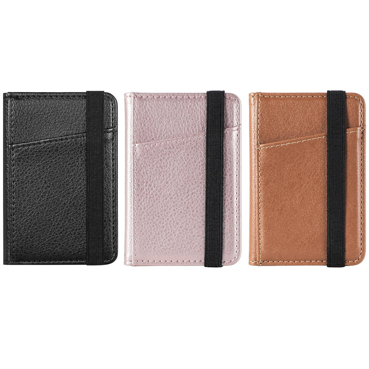 Pu Leather Phone Card Holder With Bracket Multifunctional - Rose Gold