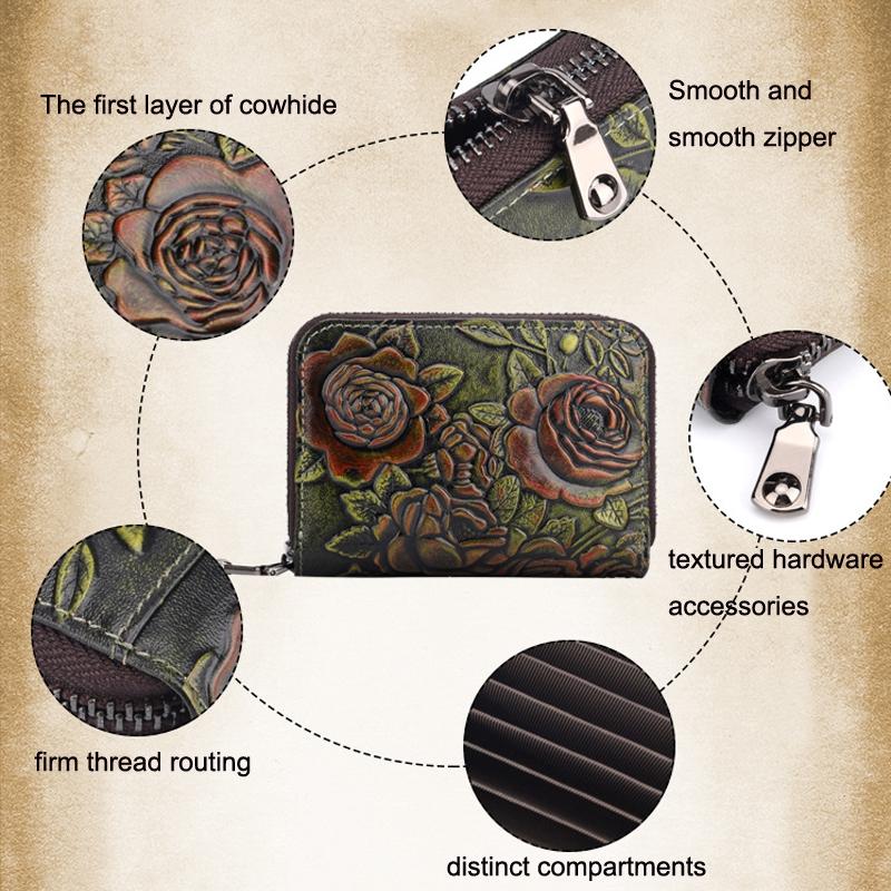 Hand Painted Leather Card Holder Silver