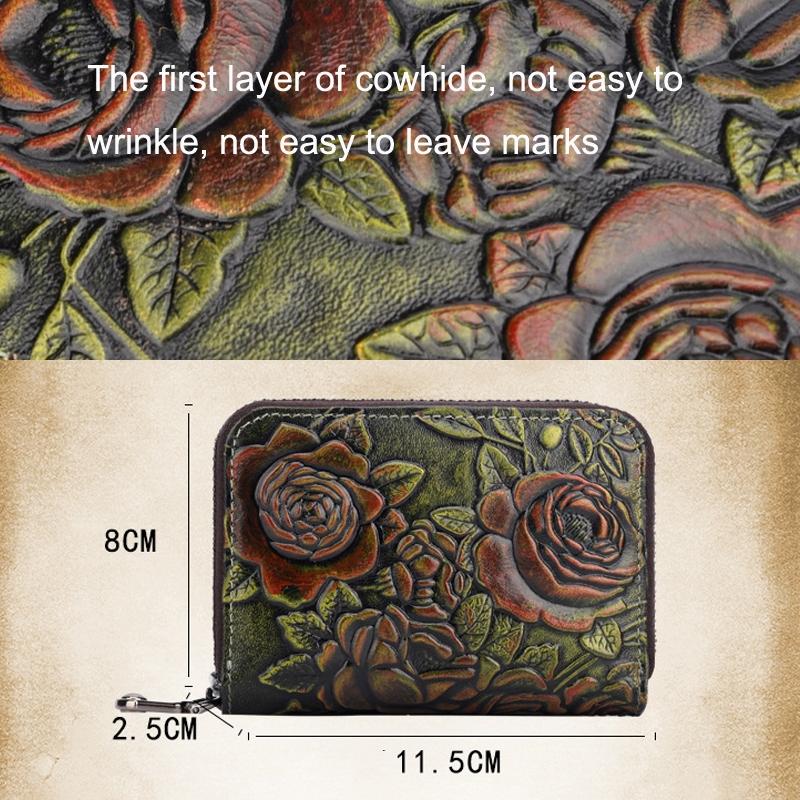 Hand Painted Leather Card Holder Silver