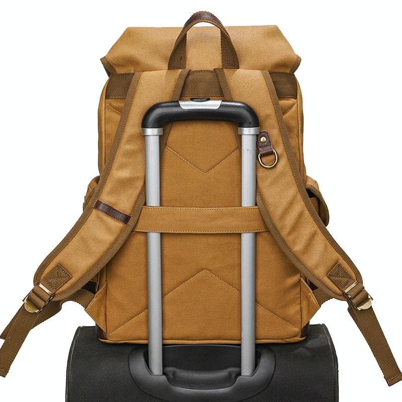 Travel-ready Retro Canvas Backpack - Spacious Design - Yellow