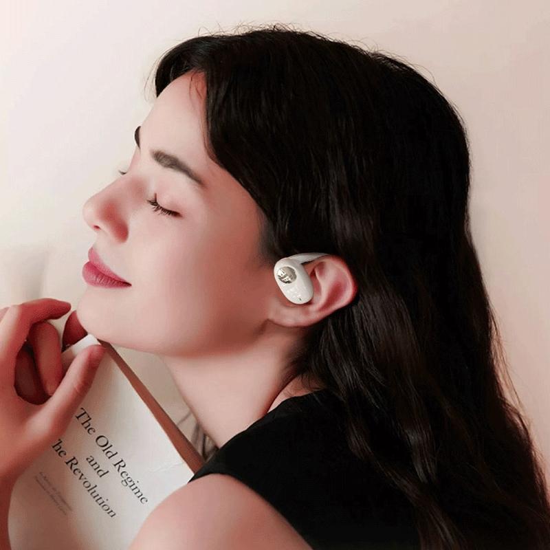 Wireless Dual-mic Bluetooth Earphones with Noise Reduction and Led Display - Skin-Colour