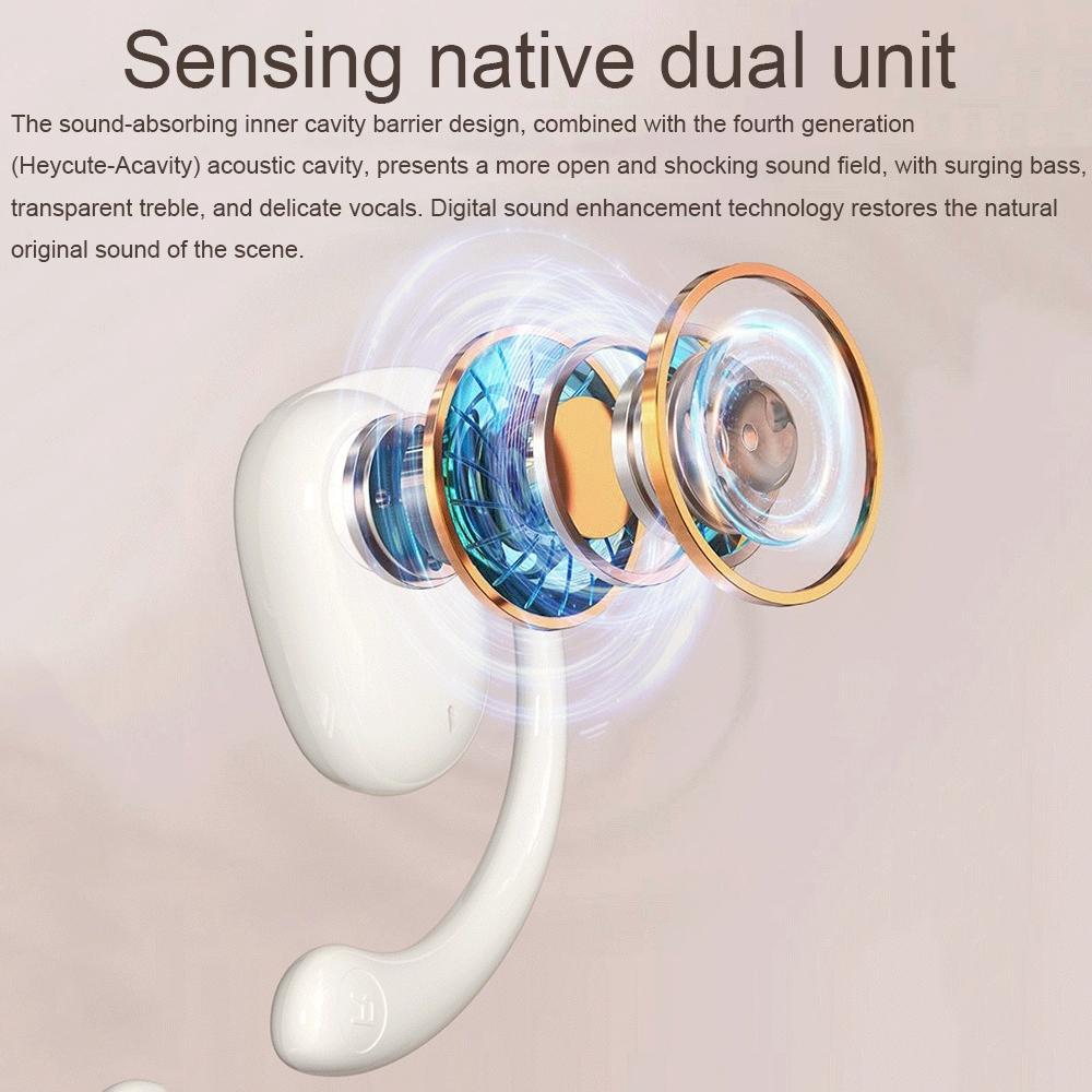 Wireless Dual-mic Bluetooth Earphones with Noise Reduction and Led Display - Skin-Colour
