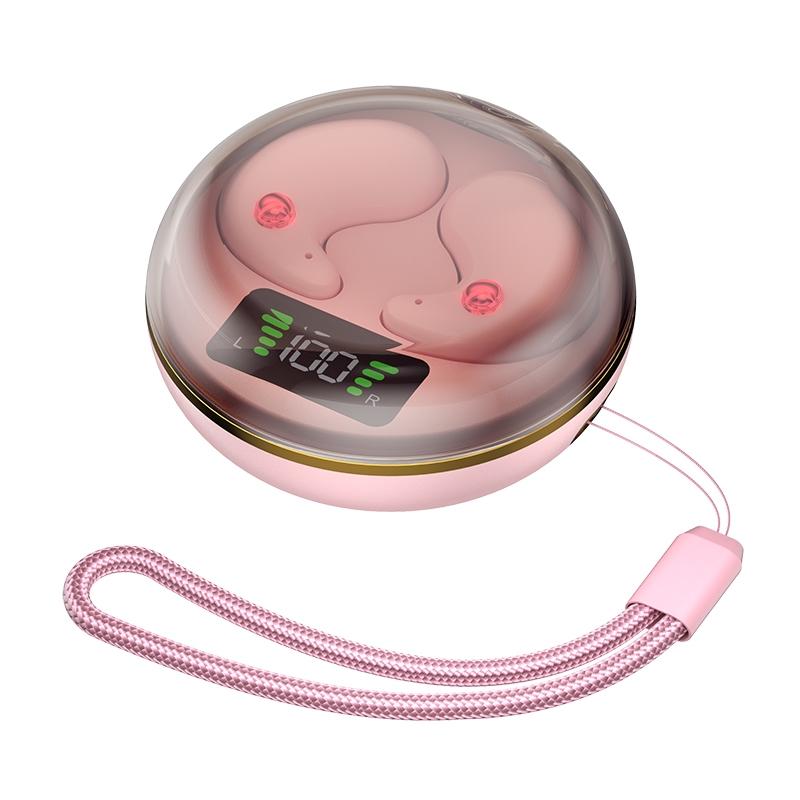 Mini Invisible Bluetooth Earphones with Charging Case - Pink