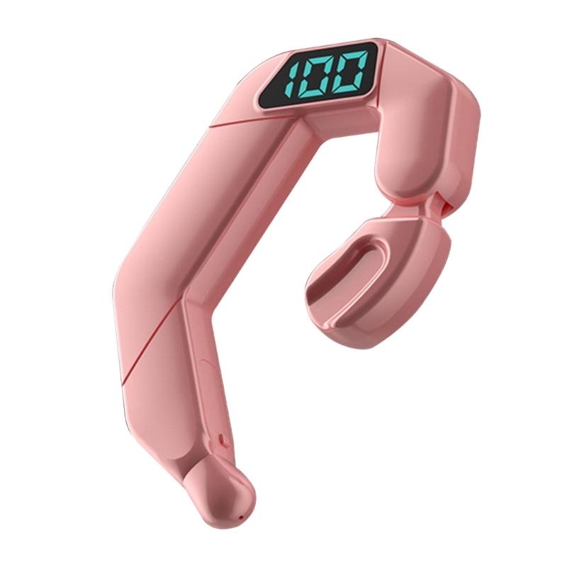 Digital Display Bone Conduction Bluetooth Headset - Sporty Design - Pink