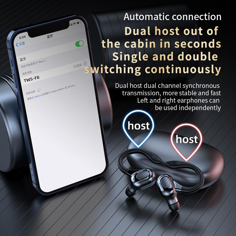 Wireless Bluetooth Earphones with Charging Case - F8 - Green Double Ear