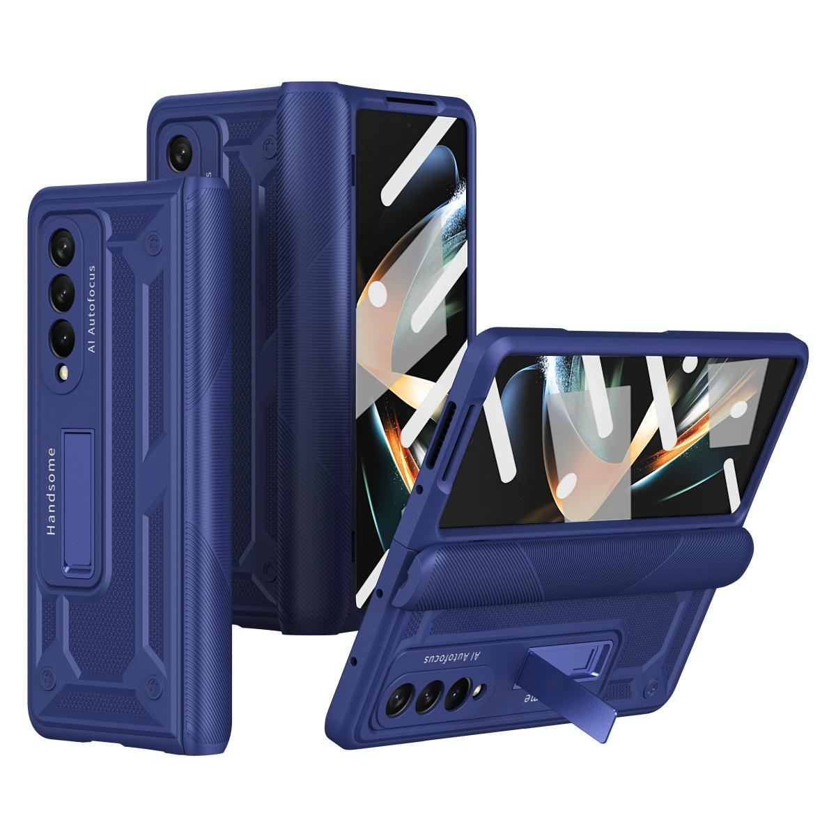 For Samsung Galaxy Z Fold4 5G Shockproof Secure Hinge Phone Case - Blue
