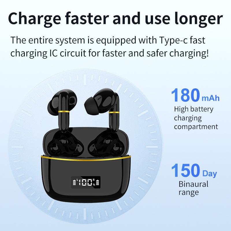 Wireless In-ear Earphones with Digital Charging Case - J2 - Pink