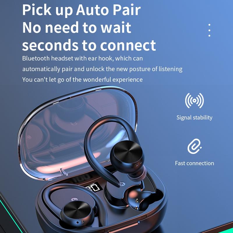 Wireless Earphones with Digital Display and Charging Case - Pink