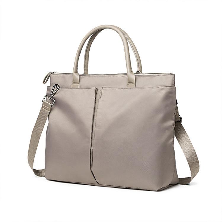Versatile Business Briefcase Large Capacity Messenger Bag - Khaki+Gray Pu Power Bag