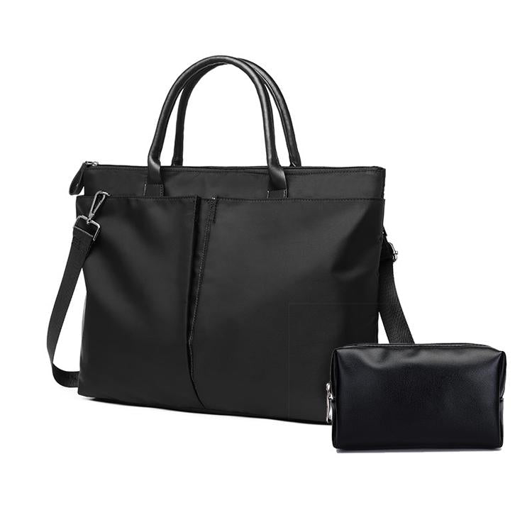 Versatile Business Briefcase Large Capacity Messenger Bag - Khaki+Gray Pu Power Bag
