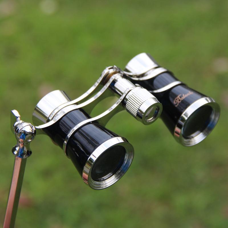 Chrome Double Cylinder Telescope with Handle - 3 x 25 Lady - Black