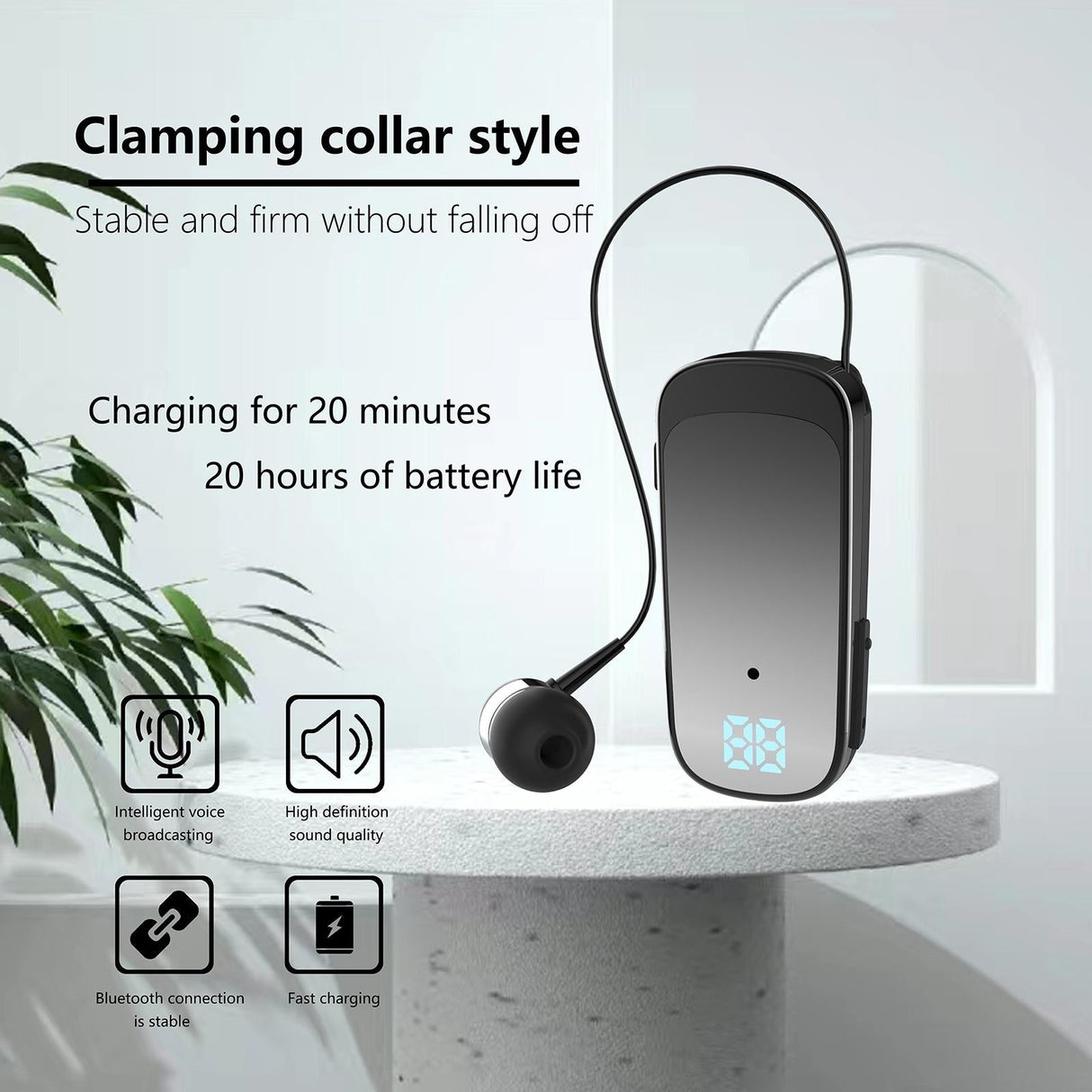 K65 Wireless Business Earbuds - Retractable Cable - Blue