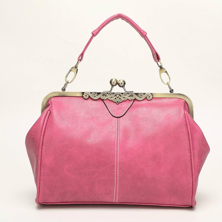 Retro Shoulder Bag For Women Messenger Style - Rose Red