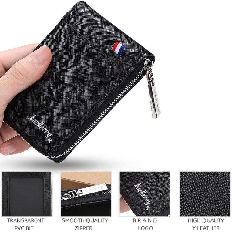 Large Multi Card Slot Organ Card Bag With Zip Coin Purse - Coffee