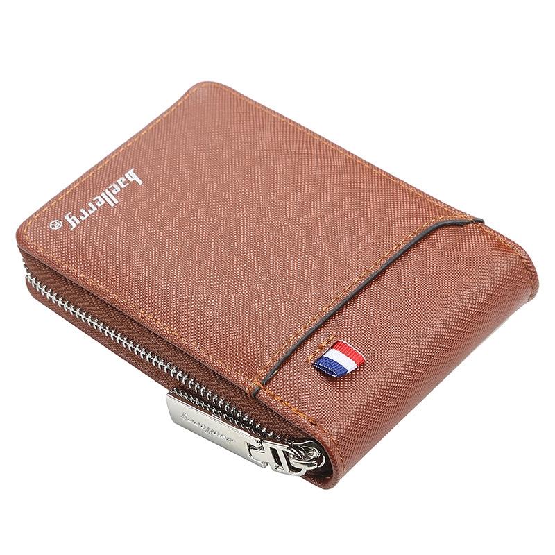 Large Multi Card Slot Organ Card Bag With Zip Coin Purse - Coffee