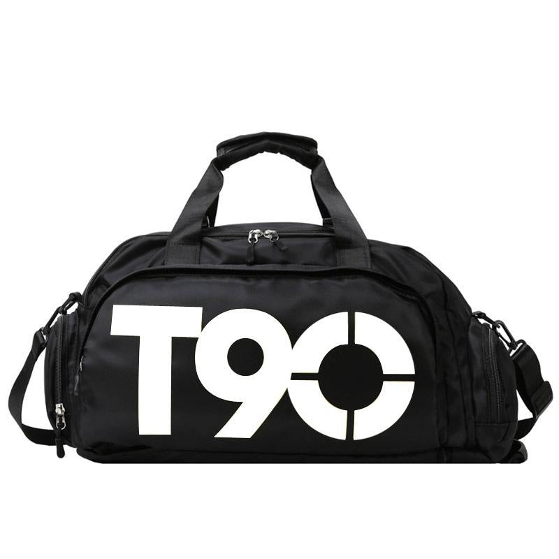 Large Capacity Sports Bag With Wet / Dry Separation - Black And White