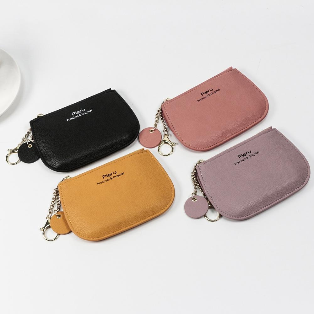 Ultra Thin Zippered Mini Wallet For Women Compact Coin Purse - Pink