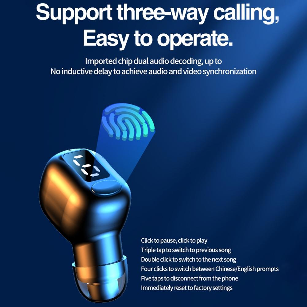 Mini Bluetooth Earphones with M5 Digital Display - Skin Colour