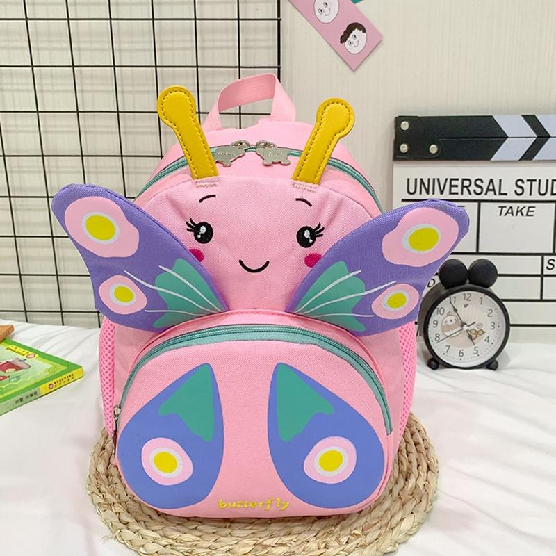 Girls' Butterfly Backpack - Compact and Colourful - Rose Red