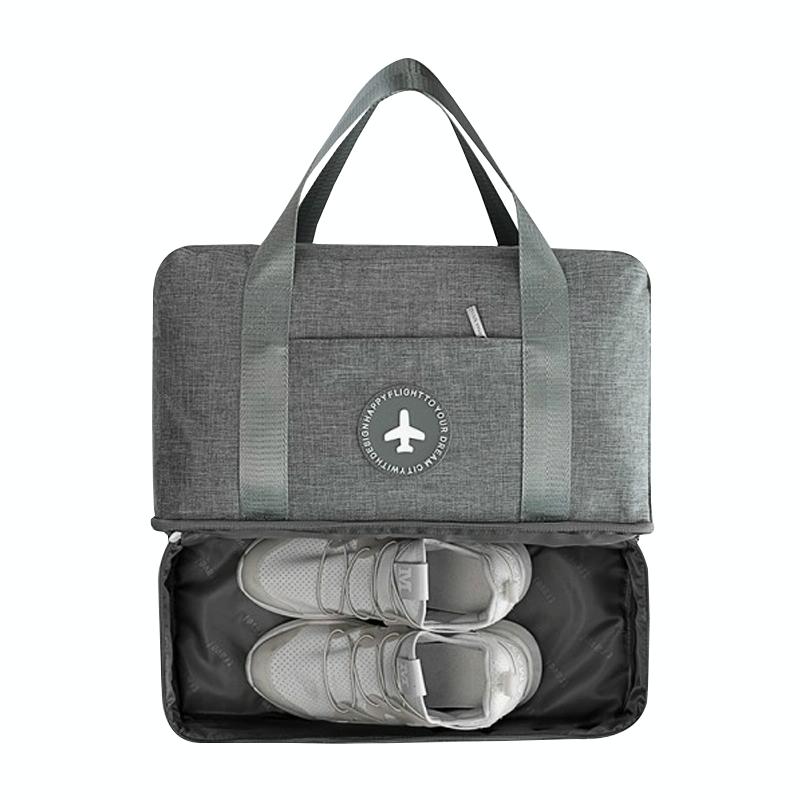 Travel-ready Waterproof Beach Bag with Double Layer Design - Gray