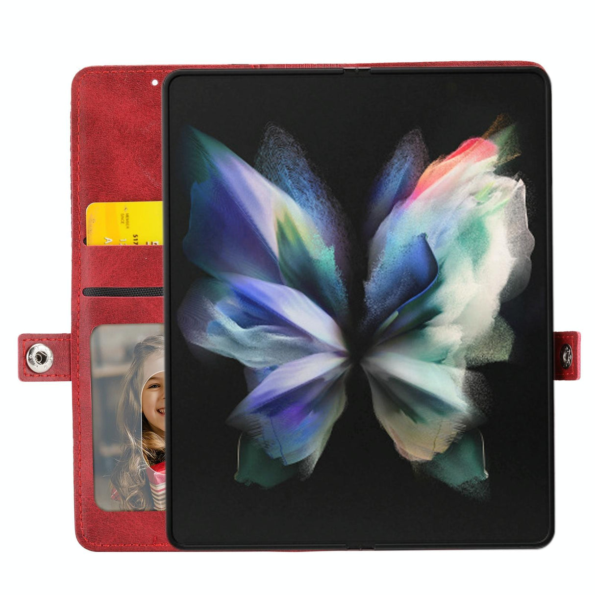 For Samsung Galaxy Z Fold4 5G Leather Grid Texture Phone Case With Lanyard - Brown