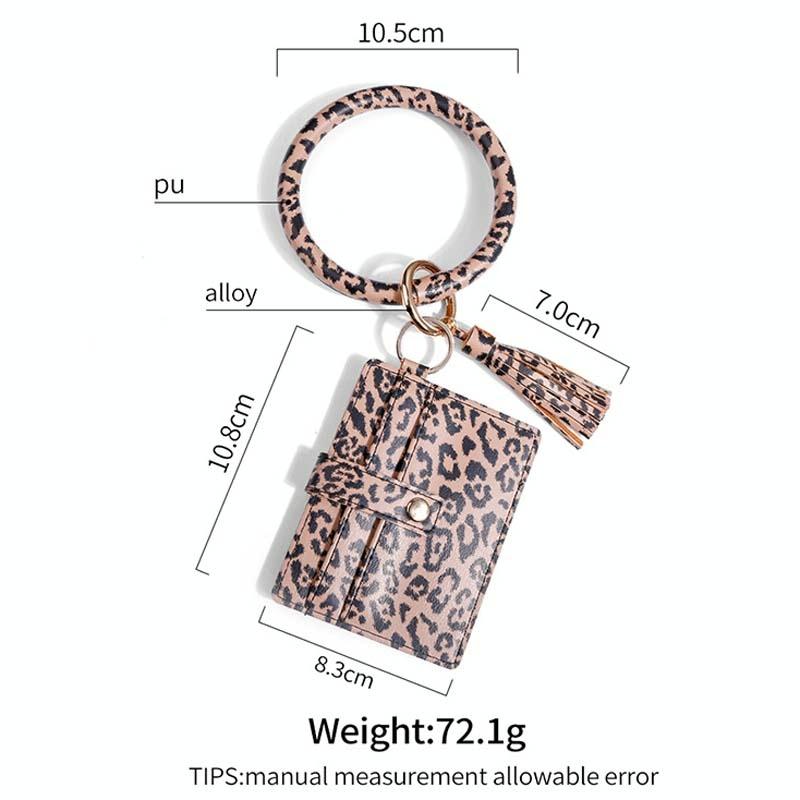 Pu Leather Wrist Ring Key Chain Coin Purse Black - Black