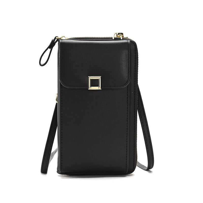 Women Cross Body Phone Purse With Long Strap - Black