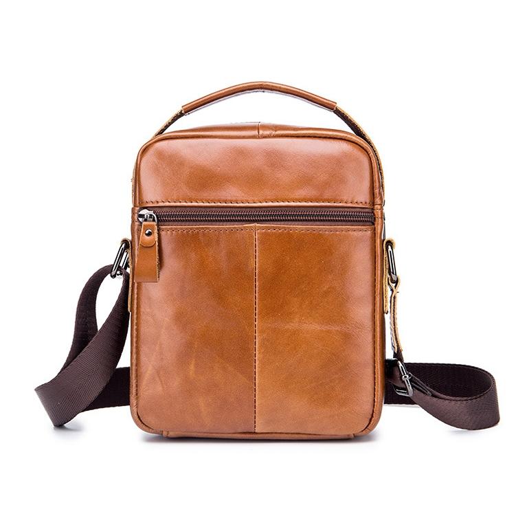 Retro Leather Shoulder Bag For Men Large Capacity - Yellow Brown