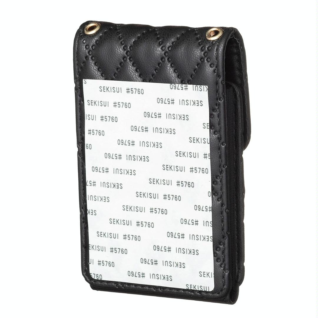Vertical Card Bag With Metal Buckle For Mobile Phones - Black