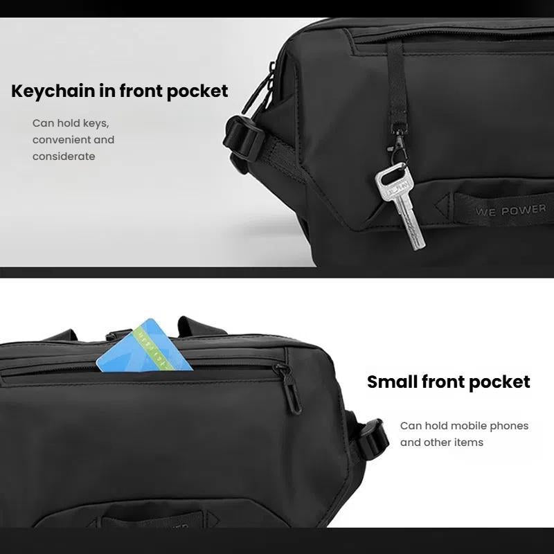 3 Point Strap Men Cycling Chest Bag Anti Sway Design - Deep Blue