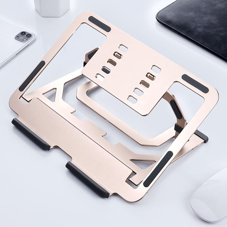 Foldable Aluminum Laptop Stand for Desktop Cooling - Rose Gold