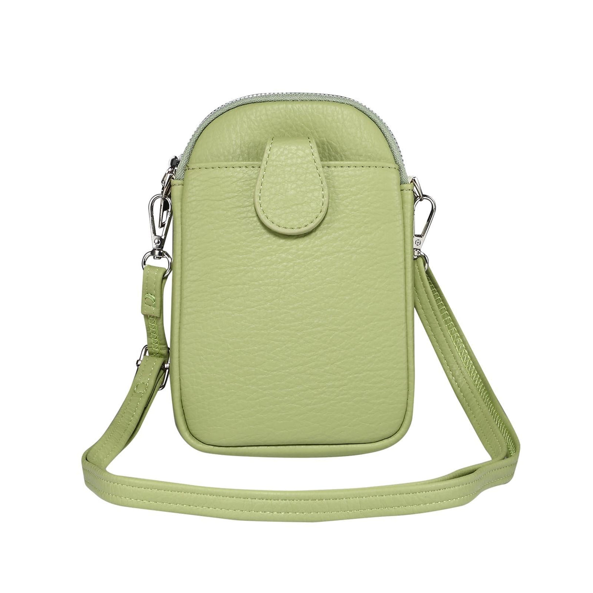 Litchi Texture Phone Crossbody Bag Leather Case For 5.5 Inch - 7.2 Inch Phones - Green