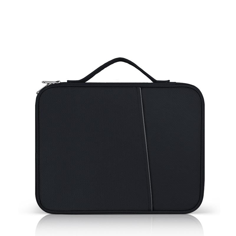 Leather Portable Bag with Cloth Texture - Black