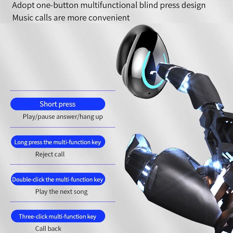 Ultra-light Wireless Bluetooth Earphones - Yx08 Stereo V5.0 - Grey