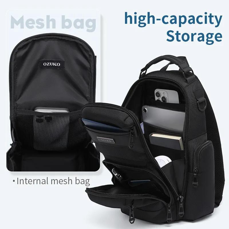 Lightweight Men Waterproof Crossbody Chest Bag Travel Companion - Grey