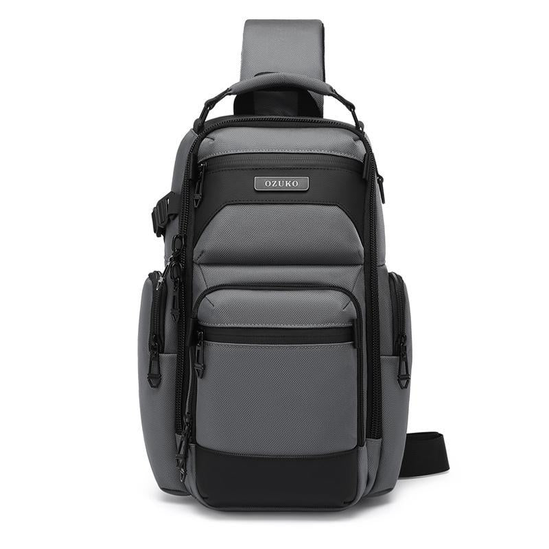 Lightweight Men Waterproof Crossbody Chest Bag Travel Companion - Grey