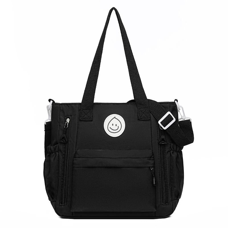 Versatile Contrast Shoulder Bag For Students - White Blue