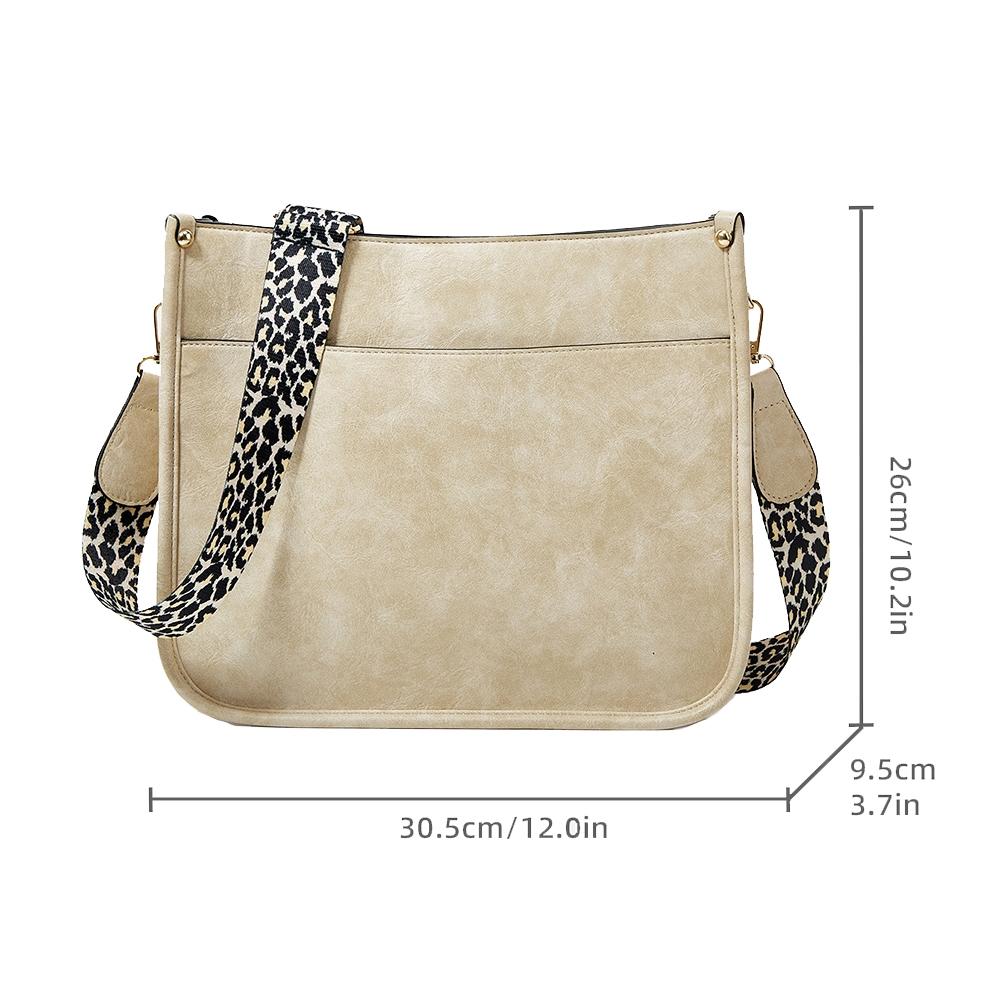 Leopard Print Waterproof Crossbody Tote Bag - Beige