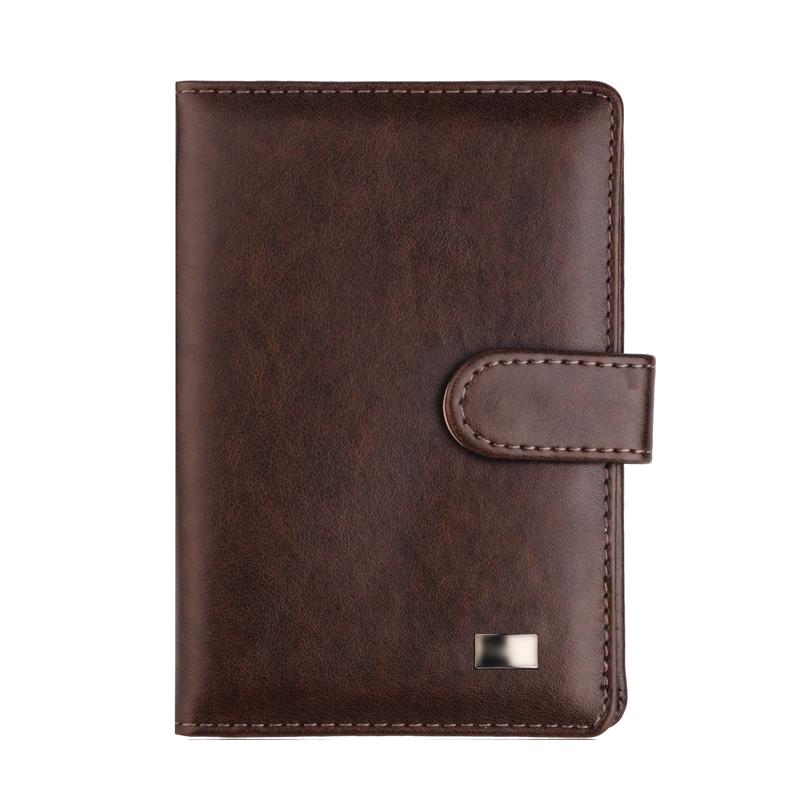 Passport & Card Holder With Buckle Clip Pu Protection - Brown