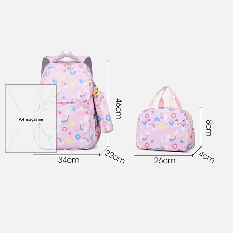 Kids Backpack Set with Lunch Bag & Pencil Case - 3 in 1 - Purple
